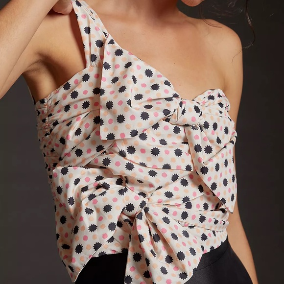 NWT Anthro Maeve Neutral Motif Bow-Tie One-Shoulder Tank - Picture 6 of 16